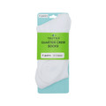 White quarter crew socks 3-pack in retail packaging, size 13-3 Junior, Trutex label