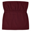 Burgundy gabardine school chair bag with elasticated top edge, flat front panel, packshot rear view