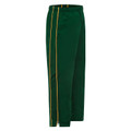 Bottle green microfibre track pants with gold side piping, elastic waist and ankle zip detail