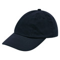 Navy blue kids six-panel cotton baseball cap with unstructured low-profile crown and curved brim