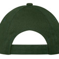 Back view of a bottle green kids cotton baseball cap showing structured crown and open back closure