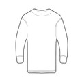 White long sleeve crew neck cotton t-shirt flat lay with ribbed cuffs and clean front panel