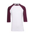 Buy 3/4 Sleeve Baseball Raglan Tee | White + Maroon