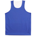 Royal blue reversible basketball singlet with white reverse side and scoop neckline