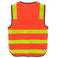 Red hi-vis safety vest with reflective tape - back view