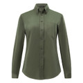 MONTROSE army green cotton blend long sleeve shirt for women in smart casual style