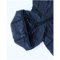 Navy adults sustainable lightweight hooded puffer jacket - side view