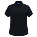 Black blank women's classic pique polo shirt in cotton poly blend short sleeve