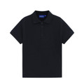 Black womens classic cotton poly pique short sleeve polo - detail view