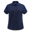 Navy womens classic cotton poly pique short sleeve polo - flat studio shot