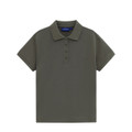 Smoke Sage womens classic cotton poly pique short sleeve polo - detail view