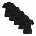 BAHAMA 5-pack women's black cotton pique polo shirts - bundle