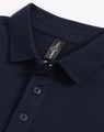 BAHAMA men's navy cotton pique polo - collar and button placket detail