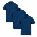 BAHAMA 3-pack men's ocean blue cotton pique polo shirts - bundle