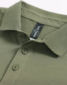 BAHAMA men's olive green cotton pique polo - collar and button placket detail