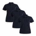 BAHAMA 3-pack women's navy cotton pique polo shirts - bundle
