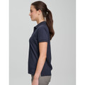 BAHAMA women's navy cotton pique polo - model side view