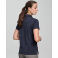 BAHAMA women's navy cotton pique polo - model rear three-quarter view