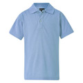 Sky blue kids polo shirt with ribbed collar and three-button placket