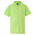 Kids lime green short sleeve pique polo shirt with ribbed texture and two-button placket