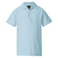 Light blue short sleeve polo shirt with collar and button placket for children