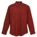 Crimson red long sleeve men's military shirt with epaulettes, twin chest pockets and button placket