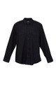 Black long sleeve military shirt with button front and dual chest pockets