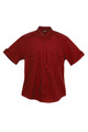 Deep burgundy short sleeve military shirt with button-down collar and dual chest pockets