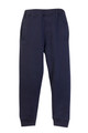 Navy track pants with elasticated waist and cuffs in brushed fleece fabric