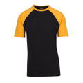 wholesale two-tone raglan tshirt | Black + Gold