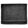 Charcoal grey cotton terry hand towel with visible hem detail and soft pile texture