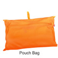 Hi-vis orange safety jacket packed into matching orange pouch bag with loop handle