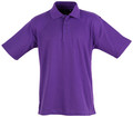 Purple pique polo shirt with collar and three-button placket in matching colour