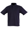 Navy Latrobe Kids Pique Classic Plain Polo Shirt, a durable, breathable cotton top ideal for school uniforms or casual children's wear.