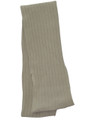 Sage green cable knit scarf with vertical ribbed texture and folded display