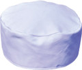 White professional chef cap with rounded crown and elastic band
