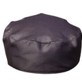 Charcoal grey chef cap with flat round crown and satin finish