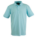 Sky blue pique polo shirt with collar and button placket in stretch fabric