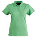 UPTON women's slim fit short sleeve cotton stretch pique polo shirt in green tea. This soft-feel, durable polo is shaped for the body and ideal for corporate uniform or casual wear.