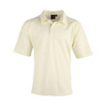 Cream short sleeve cricket polo with traditional collar and front placket