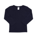 Navy long sleeve crew neck tee in organic cotton with smooth finish