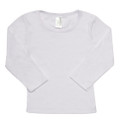 White organic cotton long sleeve children's t-shirt with crew neck and straight hem