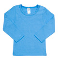 Sky blue organic cotton long sleeve tee with crew neck and smooth print-ready chest panel