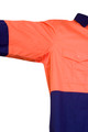 Hi-vis orange and navy work shirt with chest pocket and contrasting sleeves