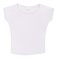 White batwing sleeve t-shirt with crew neck and relaxed fit shown flat