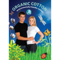 Man in black and woman in white organic cotton slim fit crew neck t-shirts against blue nature backdrop