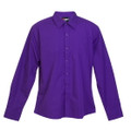 Purple long sleeve business shirt with collar and button-front placket