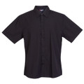 Black short sleeve business shirt with button front and chest pocket for corporate decoration