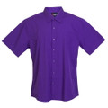Purple short sleeve business shirt with collar and button-front placket
