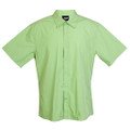 Light lime green short sleeve business shirt with collar and button-through front